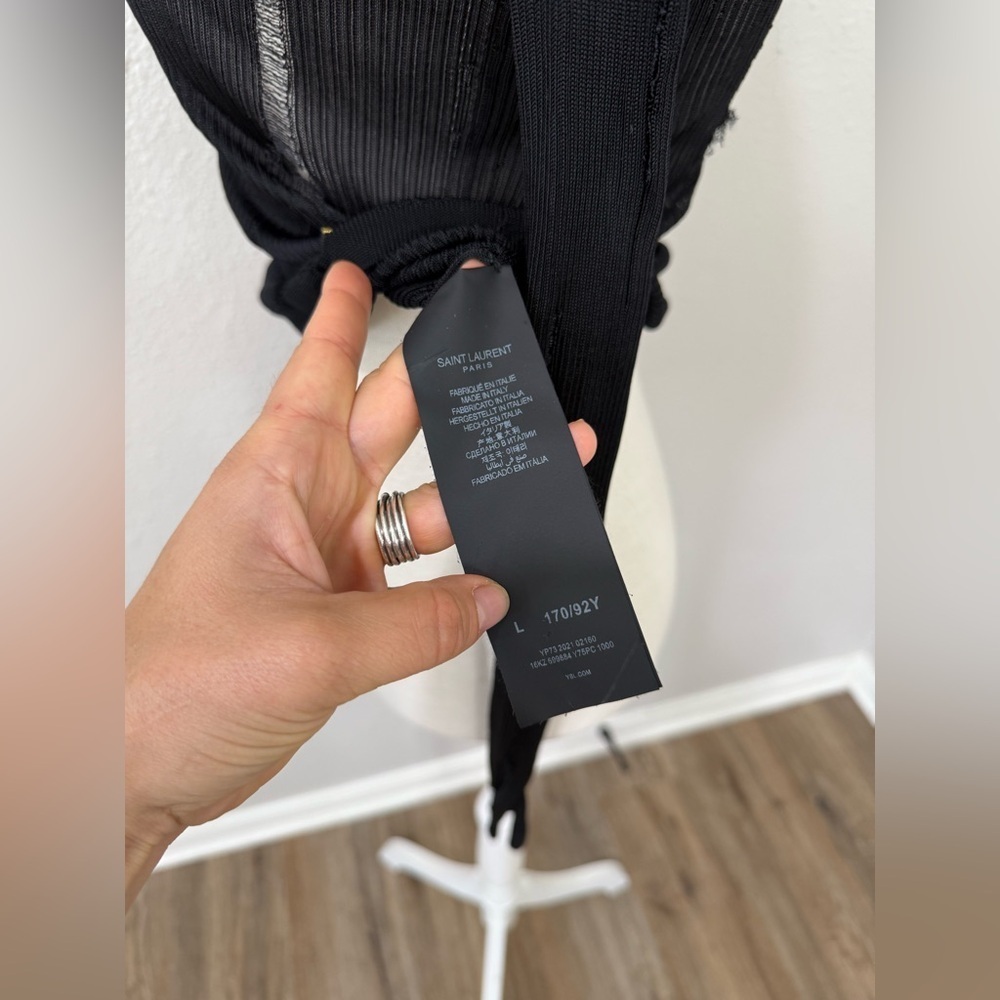 Saint Laurent Ribbed Knit Top Custom Distressed Look Size L - Picture 4 of 7